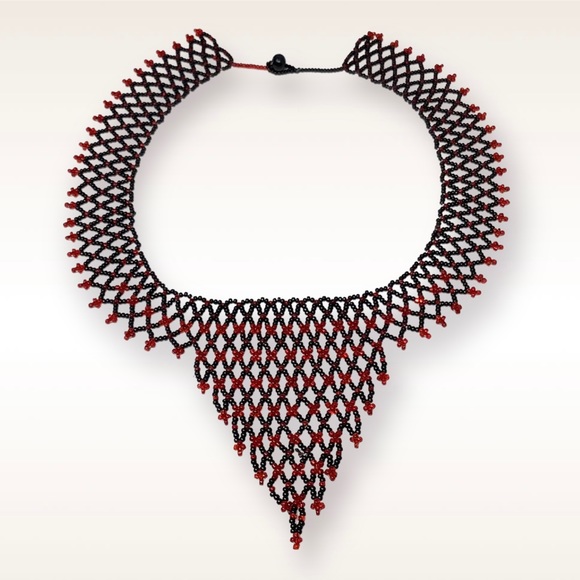 Handcrafted Needlework Glass Beaded Statement/Collar Necklace - Picture 5 of 6